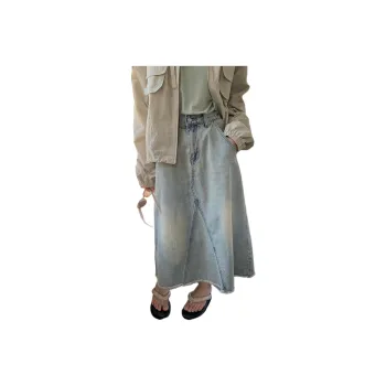 SISILYON STUDIO Denim Long Skirts Women's Light Blue