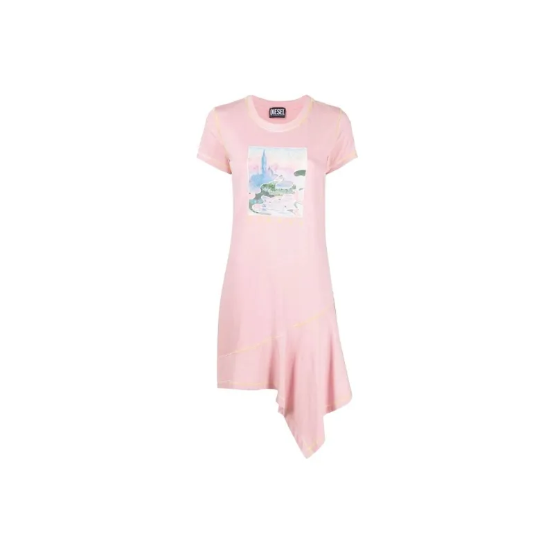 DIESEL Short-Sleeved Dresses Women's Pink-0