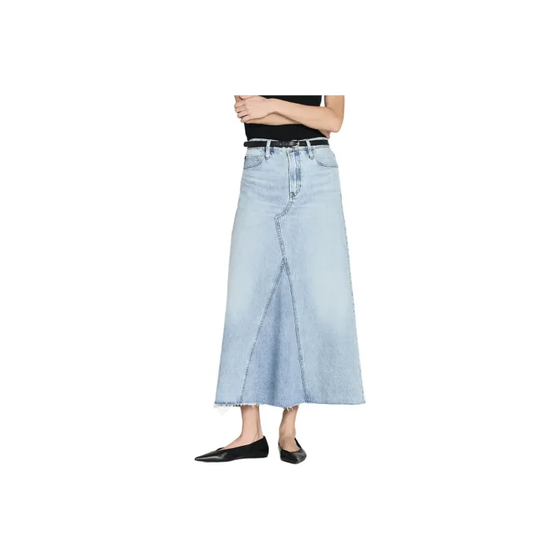 FRAME SS24 Denim Long Skirt Women's Light Blue-0