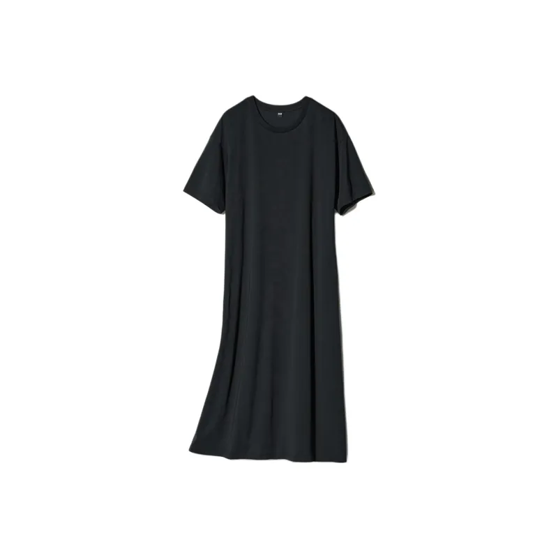 UNIQLO AIRism Mesh Series Short Sleeved Dress Women's Black-0