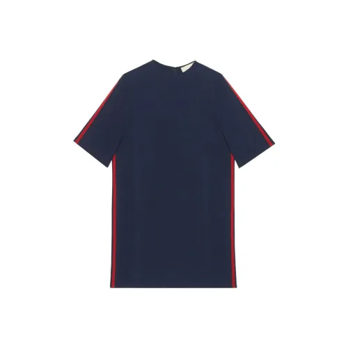 GUCCI Short Sleeved Dresses Women's Dark Blue