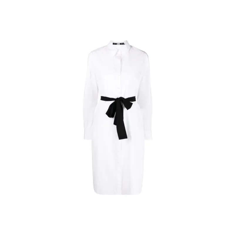 KARL LAGERFELD X Amber Valletta Bow Belted Shirtdress-0