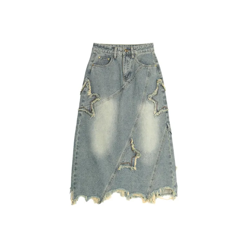 SETIROM Denim Long Skirts Women's Blue-0