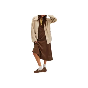 FREE PEOPLE Chandler Polo Midi Dress Short-Sleeved Dresses Women's Brown Bear Combo