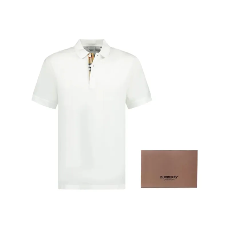 Burberry SS23 Men's Casual Pullover Short Sleeve Polo Shirt White-3