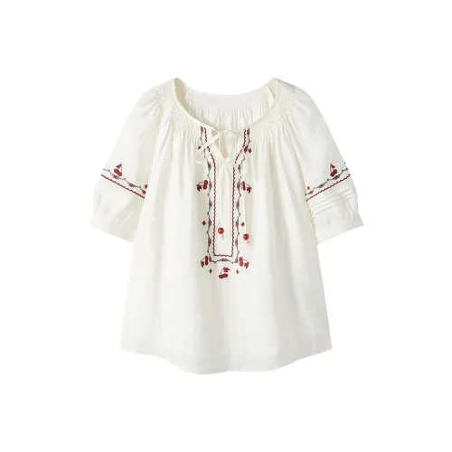 XIANGYING Shirts Women's Ecru