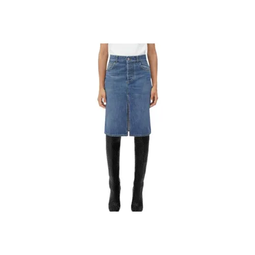 Bottega Veneta Denim Long Skirts Women's Blue