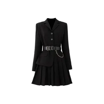 SOON FLOWER Long Sleeved Dress Women's Black