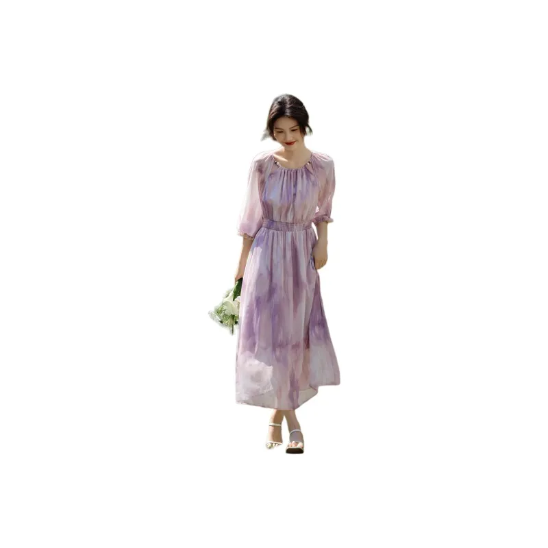 XWI SS24 Long Sleeved Dresses Women's Purple Print-0