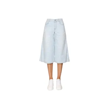 Stella McCartney Stella Logo Distressed Denim Culottes