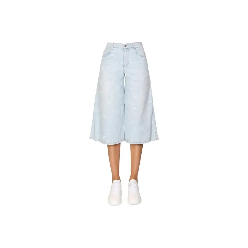 Stella McCartney Stella Logo Distressed Denim Culottes-0