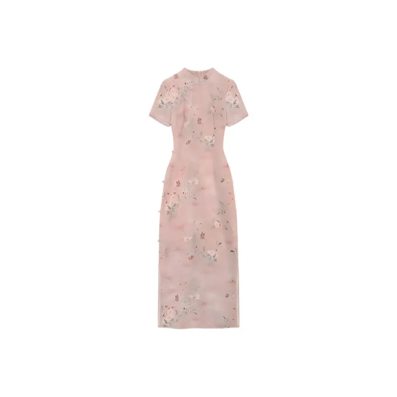 CPAURA Short Sleeved Dress Women's Pink-0