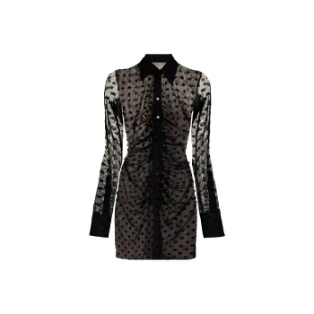 Misbhv Ruched Long Sleeved Mini Shirt Dress