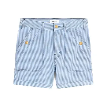 CELINE Striped Denim Shorts