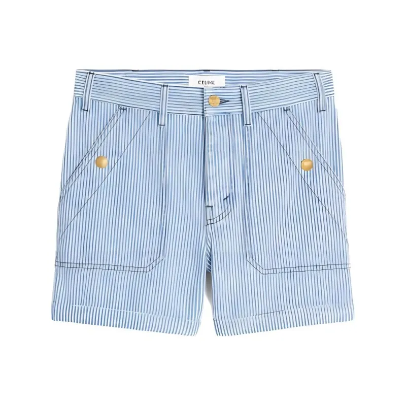 CELINE Striped Denim Shorts-0