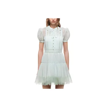 Self portrait SS22 Short Sleeved Dresses Women's Green
