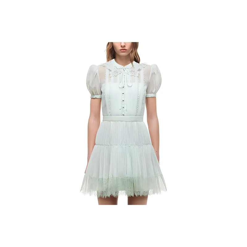 Self portrait SS22 Short Sleeved Dresses Women's Green-0