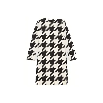 GUCCI Houndstooth Long Sleeve Shift Dress Multi