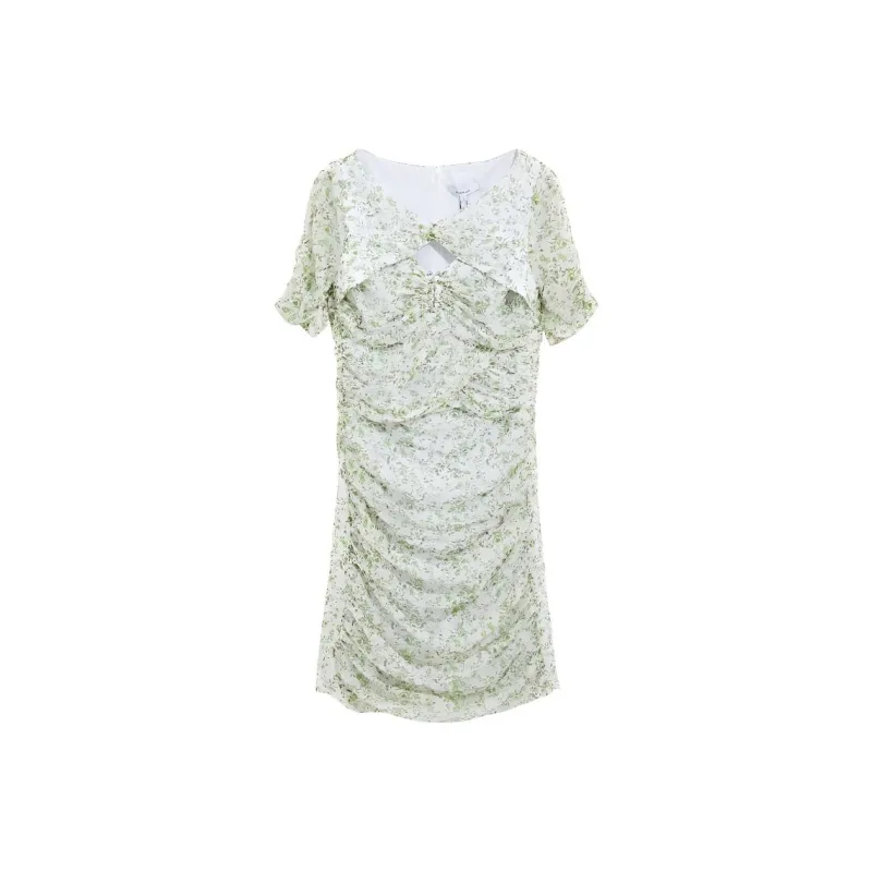 Bebe Short Sleeved Dresses Women's White/Green-0