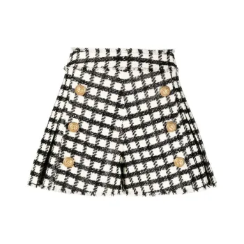 BALMAIN Checked Tweed Shorts