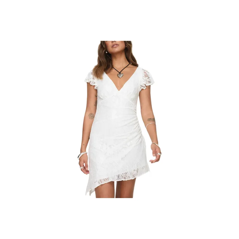 PRINCESS POLLY RAMALLO LACE MINI DRESS Short-Sleeved Dresses Women's White/White-0