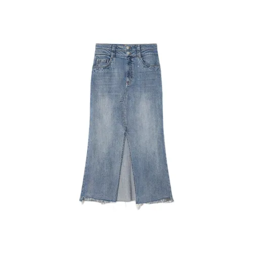 Goodland Denim Long Skirts Women's Vintage Blue