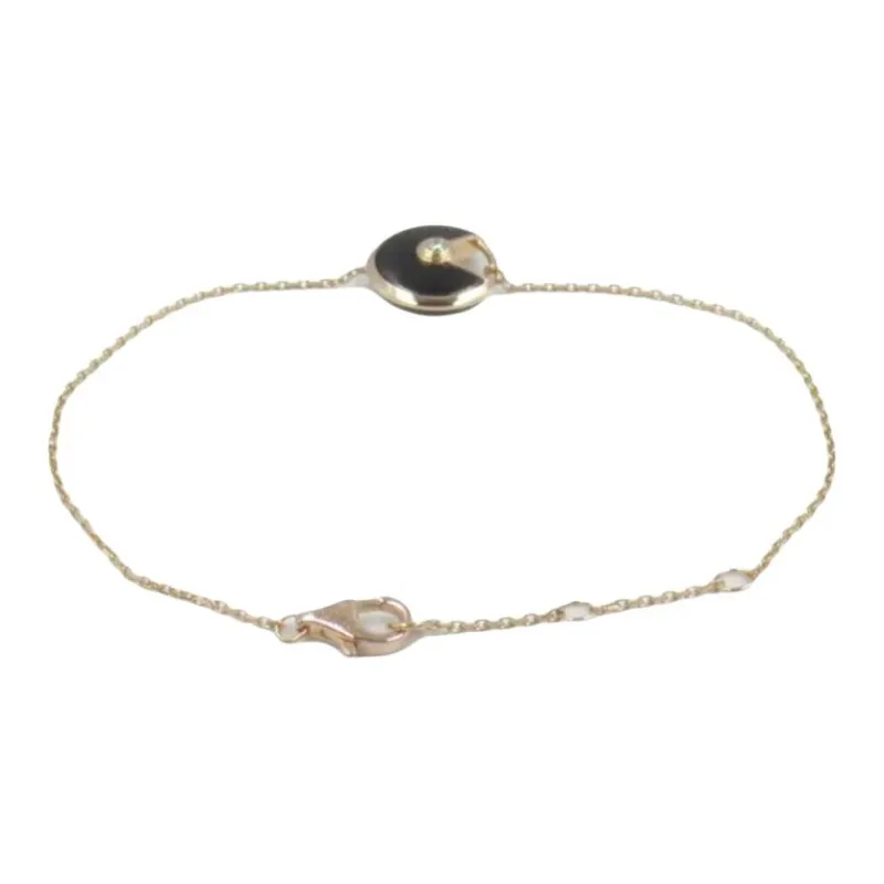 Cartier 10's 18kt Rose Gold Amulette Onyx And Diamond Bracelet-1
