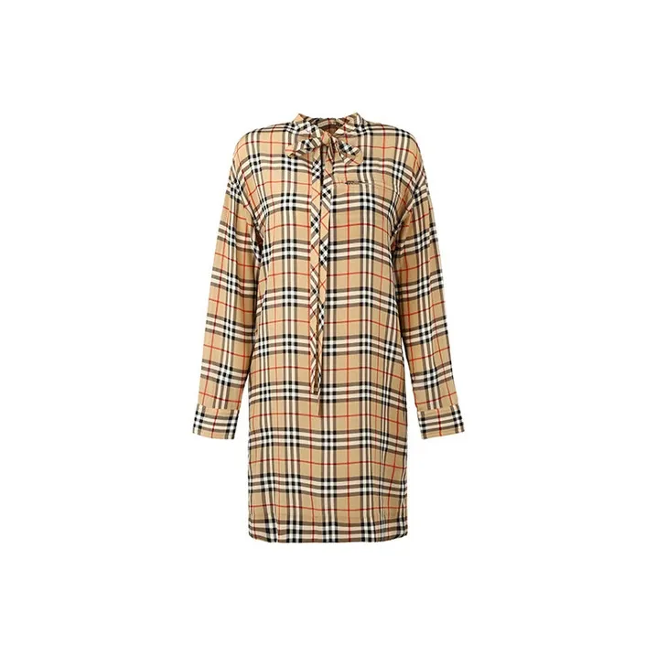 Burberry Long-Sleeved Dresses Women's Earth Yellow-0
