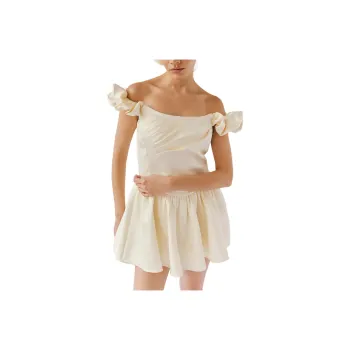 FREE PEOPLE LoveShackFancy Short-Sleeved Dresses Women's Cream/Cream
