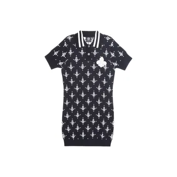 Palladium Short-Sleeved Dresses Women's Black Base With Yellow Iris Flower All Over Print
