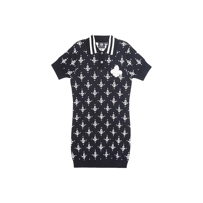 Palladium Short-Sleeved Dresses Women's Black Base With Yellow Iris Flower All Over Print-0
