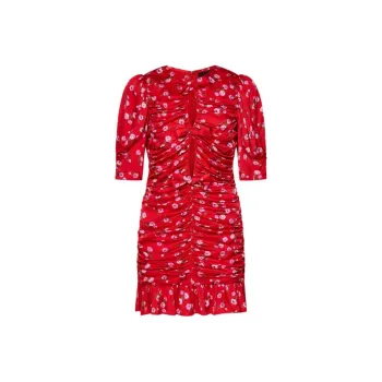 Rotate Floral Printed Mini Ruffle Dress