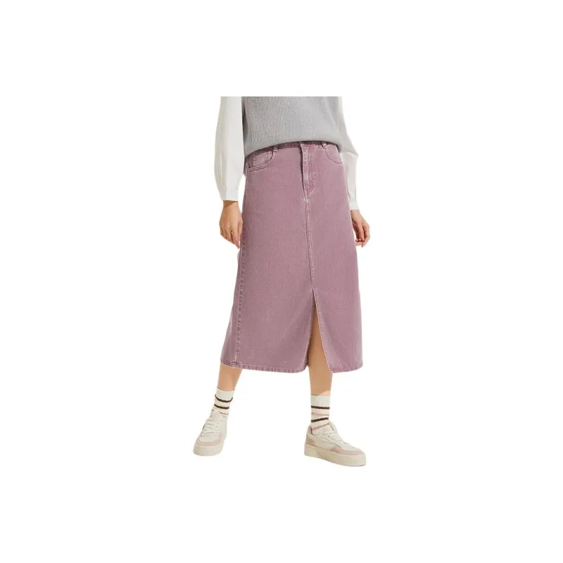 Hotwind Denim Long Skirt Women's Pink-0