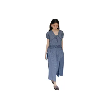 BLUEerror SS24 Short Sleeved Dresses Women's Vintage Purple Plaid