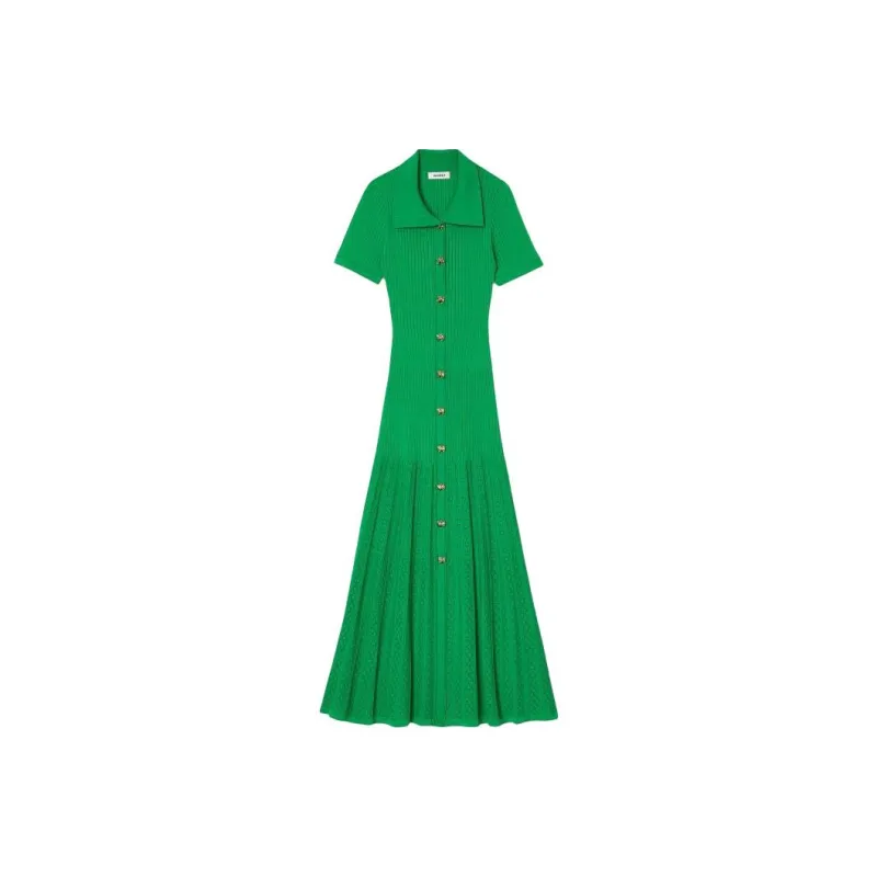 Sandro Short Sleeved Dress Women's Green-0