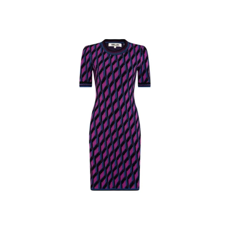 DVF Diane Von Furstenberg Zig zag Intarsia knit Dress-0
