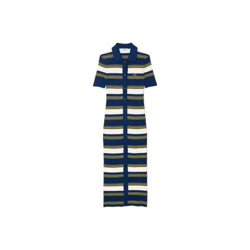 LACOSTE Striped Knitted Midi Dress