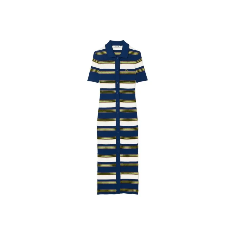 LACOSTE Striped Knitted Midi Dress-0