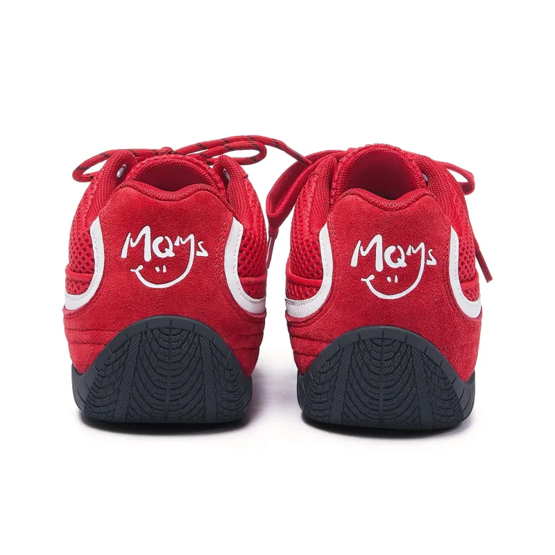 MQMS Anti Slip Wear Resistant Low Top Casual Shoes Unisex Red-5