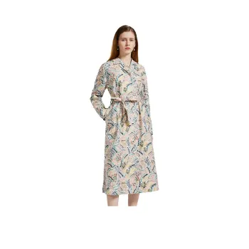 NINE WEST Long Sleeved Dresses Women's White Base Coffee Flower