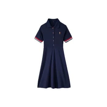 LESS BEARS Short Sleeved Dresses Women's Blue
