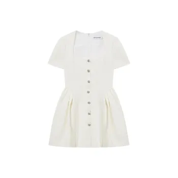 Self portrait Short Sleeved Dress Women's Ivory White
