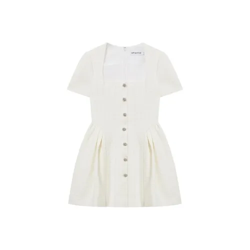 Self portrait Short Sleeved Dress Women's Ivory White