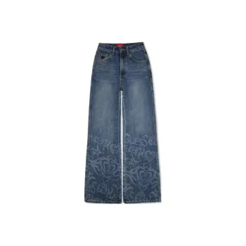 GUESS YUEQI QI Co branded Model Jeans Women's Light Blue