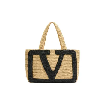 Valentino Raffia Tote Bag, Shopping Bag, Shoulder Bag Tubas Unisex Natural