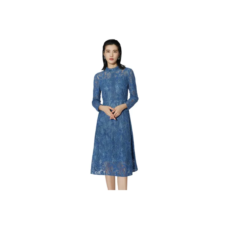 BBLLUUEE Long Sleeved Dress Women's Haze Blue-0