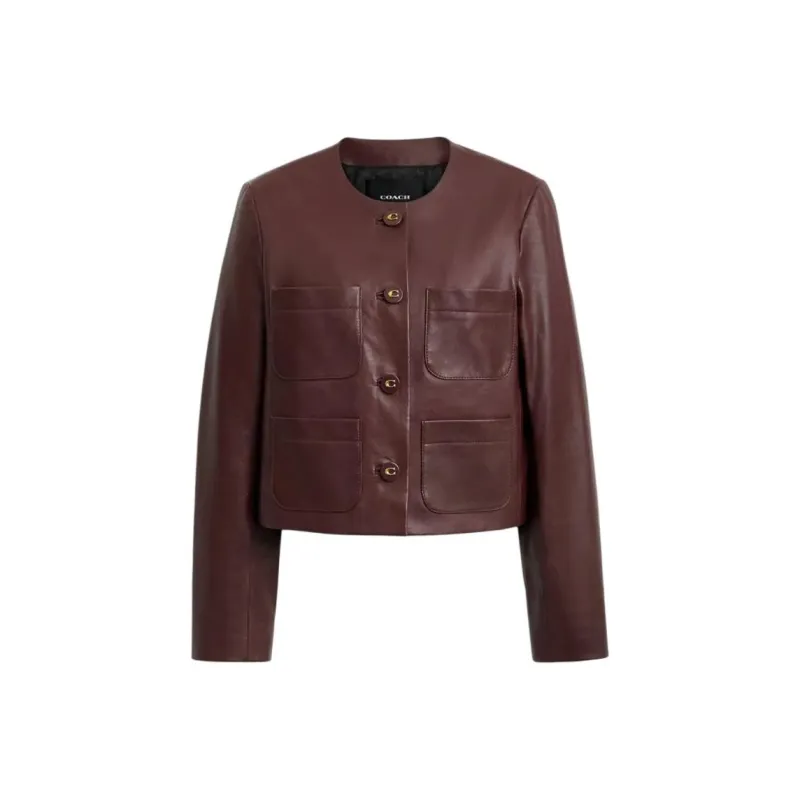 COACH FW24 Puffer Jacket Women's Burgundy Color-0
