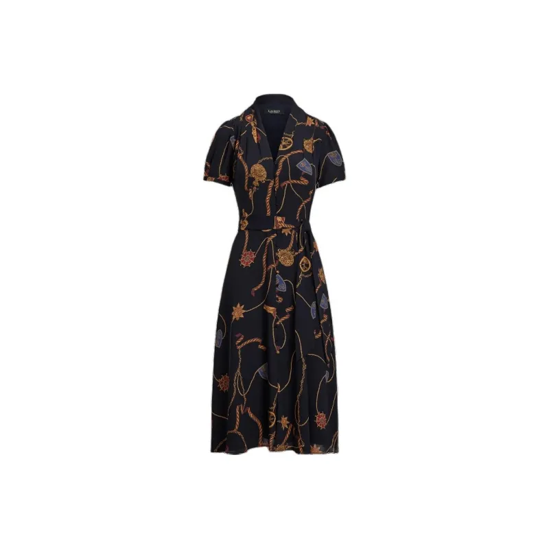 LAUREN RALPH LAUREN Short Sleeved Dress Women's Dark Blue-0