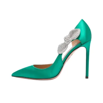 AQUAZZURA Very Bow Tie Slim Heel High Heels 10.5cm Women's Green