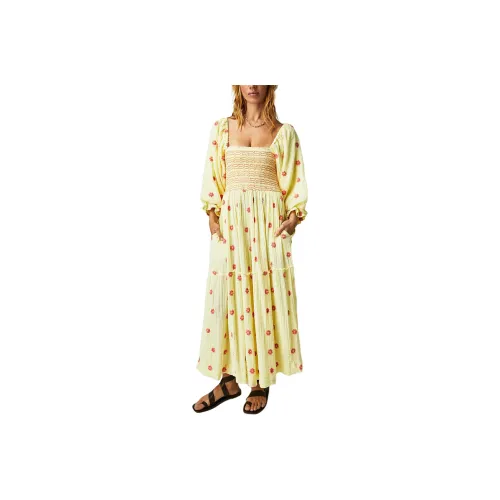 FREE PEOPLE FREE PEOPLE Dahlia Embroidered Maxi Dress Long-Sleeved Dresses Women's Minted Lemonade